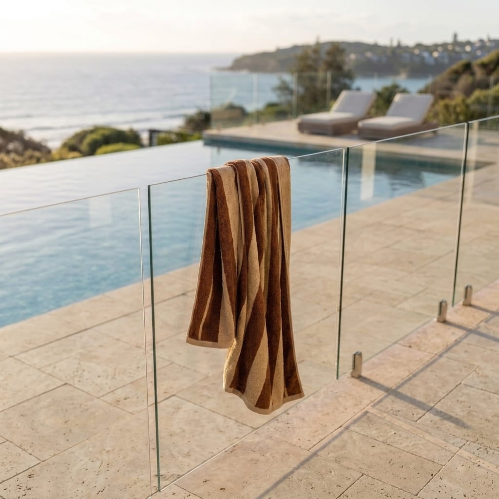 AQUANORD Striped Beach Towel - Expresso Sand