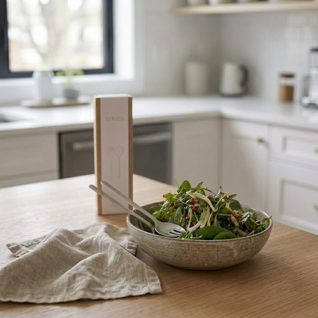 SERVED Brushed Silver Salad Servers
