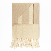 TURKISH Hand Towel with Tassels 100% Cotton - Beige
