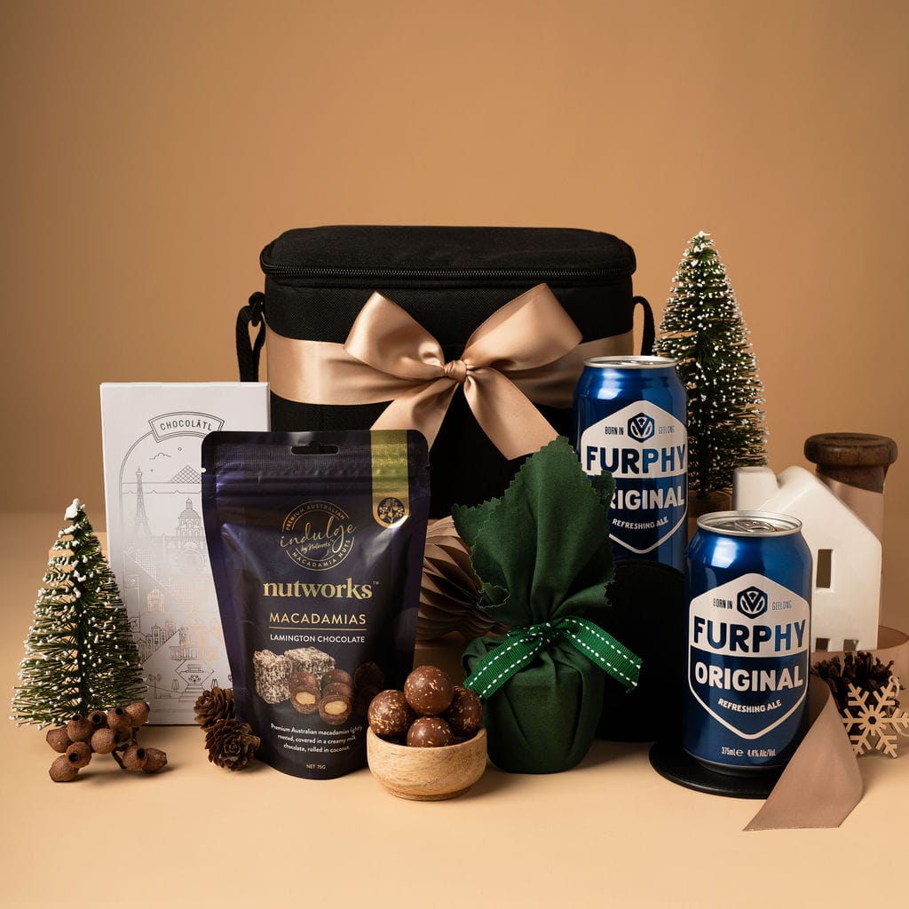 christmas cooler bag gift with alcohol and chocolate