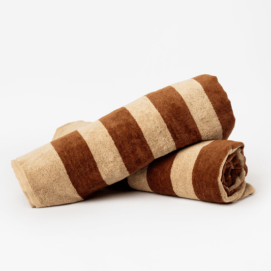 AQUANORD Striped Beach Towel - Expresso Sand