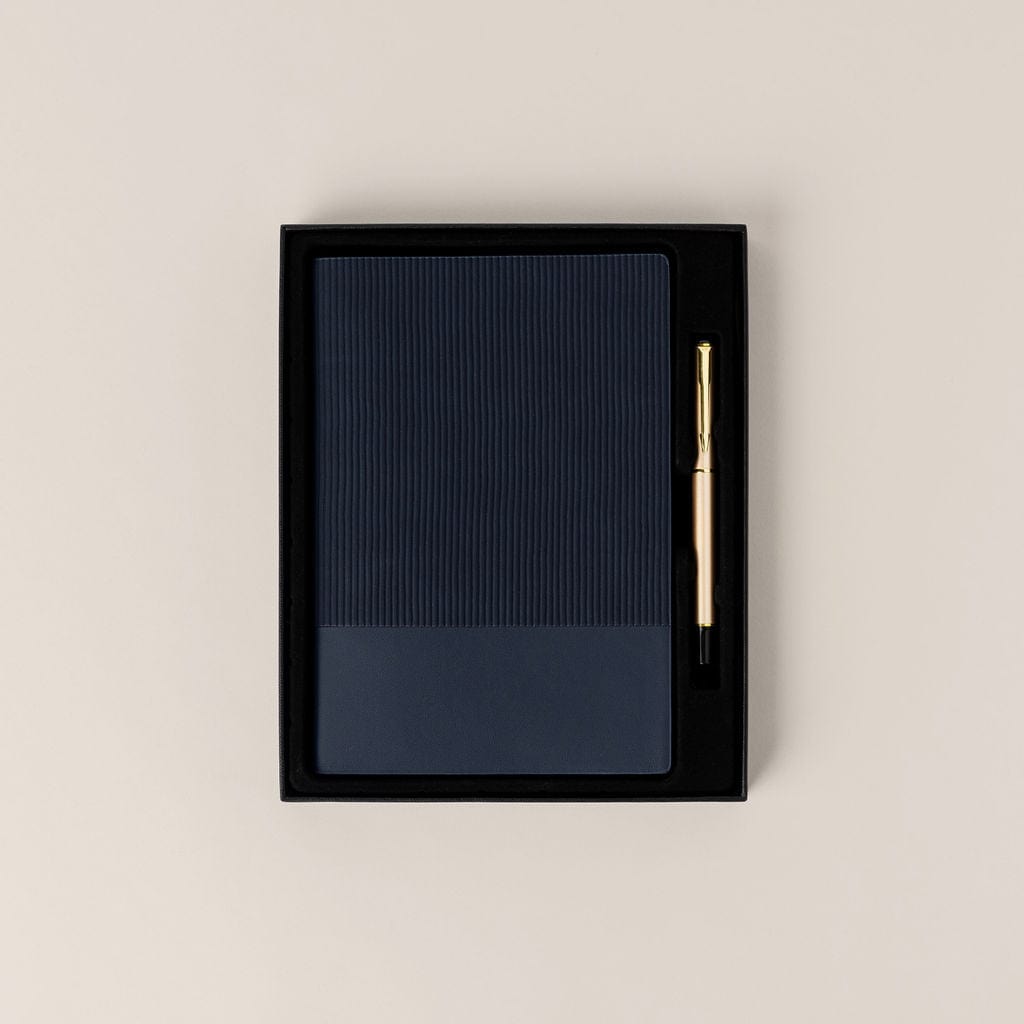 navy notebook and pen gift set