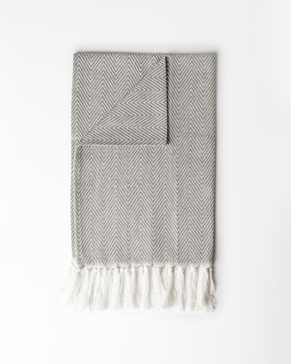 light grey striped turkish hand towel