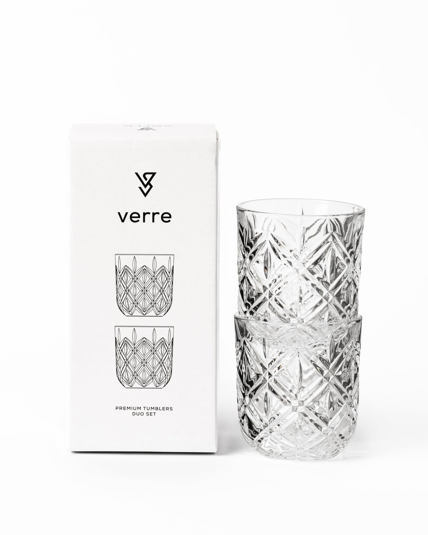 VERRE European Etched Glass, Tumbler Set - 2pc in Gift Box