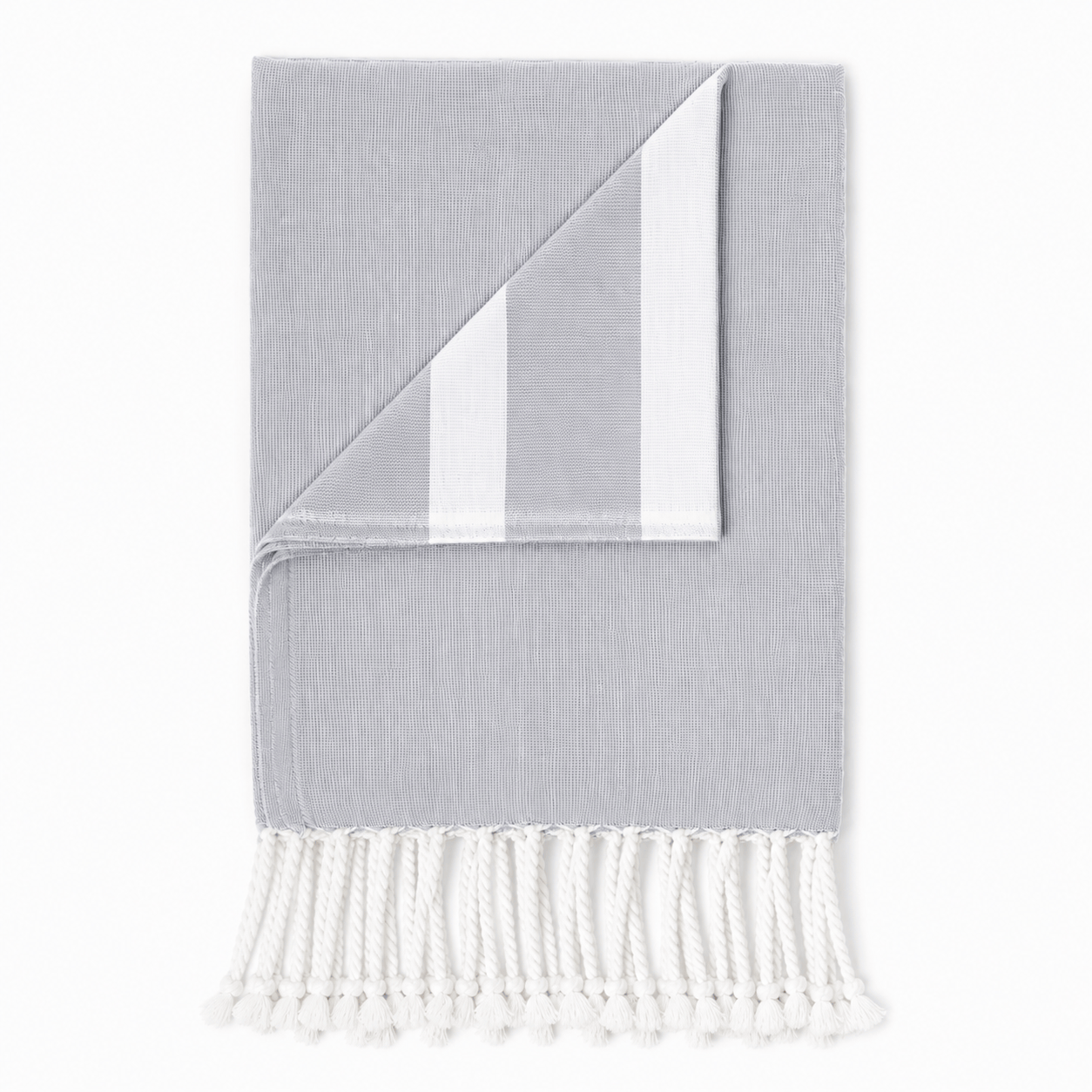 TURKISH Hand Towel with Tassels 100% Cotton - Grey