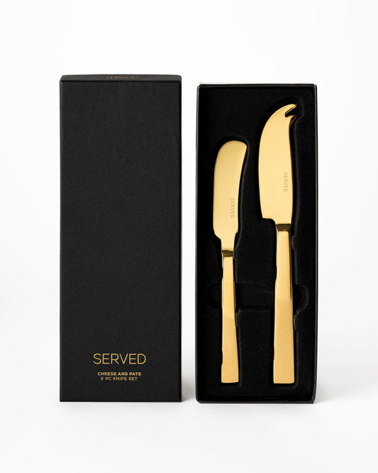 Served Gold Cheese & Pate Knife Set 2pc