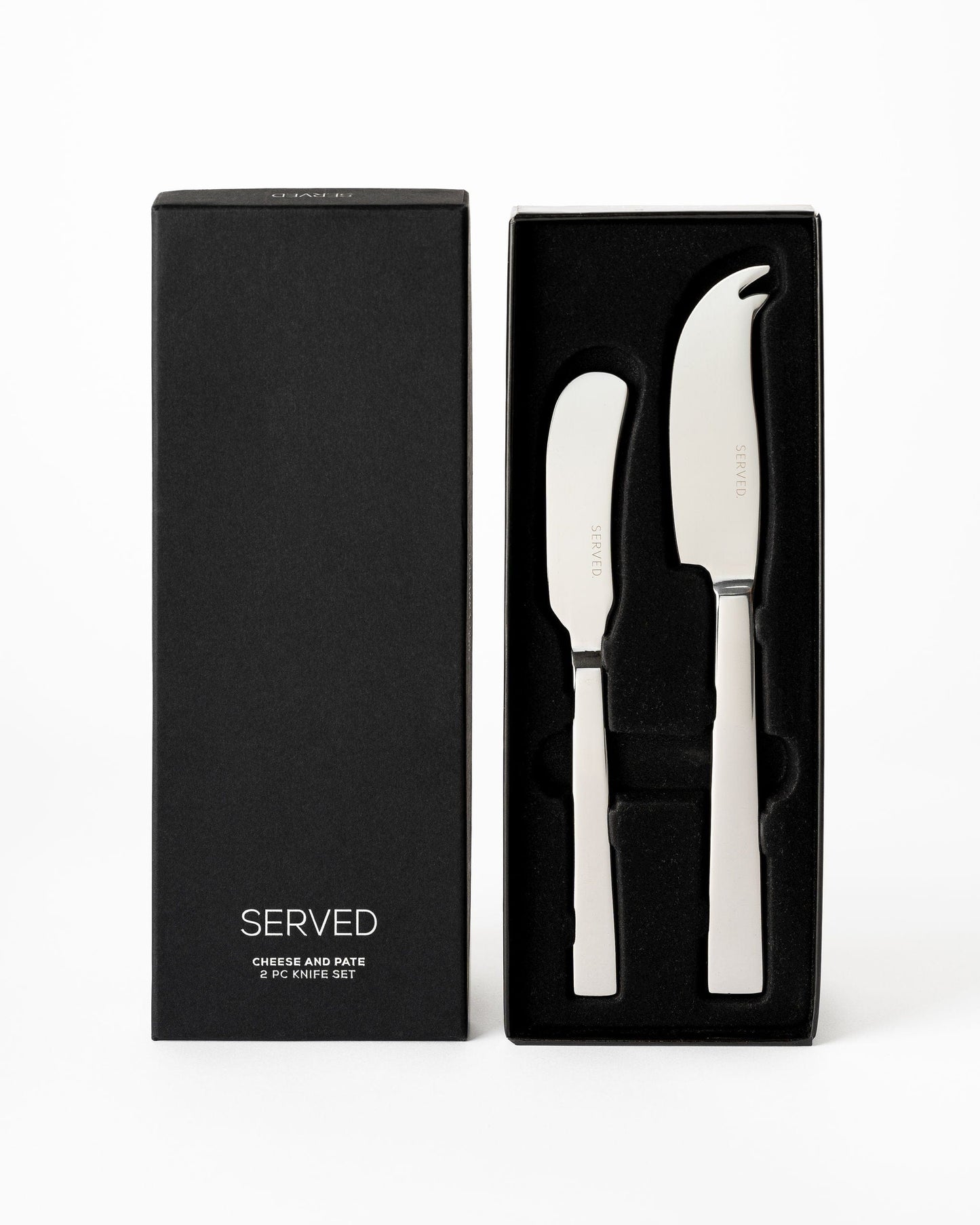 Served Silver Cheese & Pate Knife Set 2pc