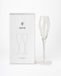 VERRE Crystal Glass, Thin Stem Champagne Glasses - 2pc in Gift Box